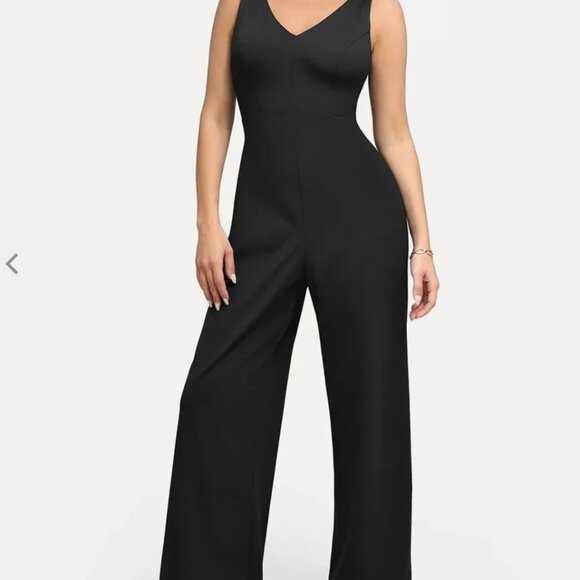 Popilush Black Shapewear Slimming Wide-Leg Jumpsuit - NWT - Size L - Picture 1 of 4